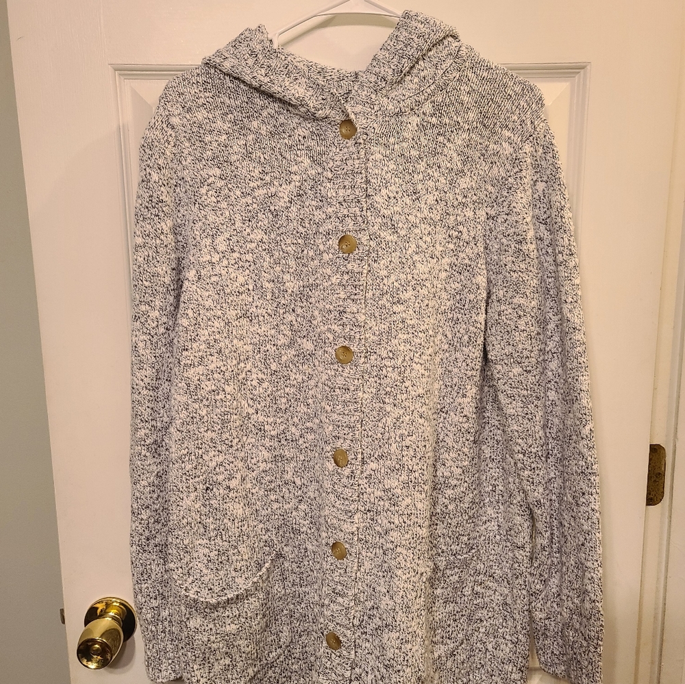 L.L.Bean Hooded Sweater Button Down Cardigan Size XL Women's